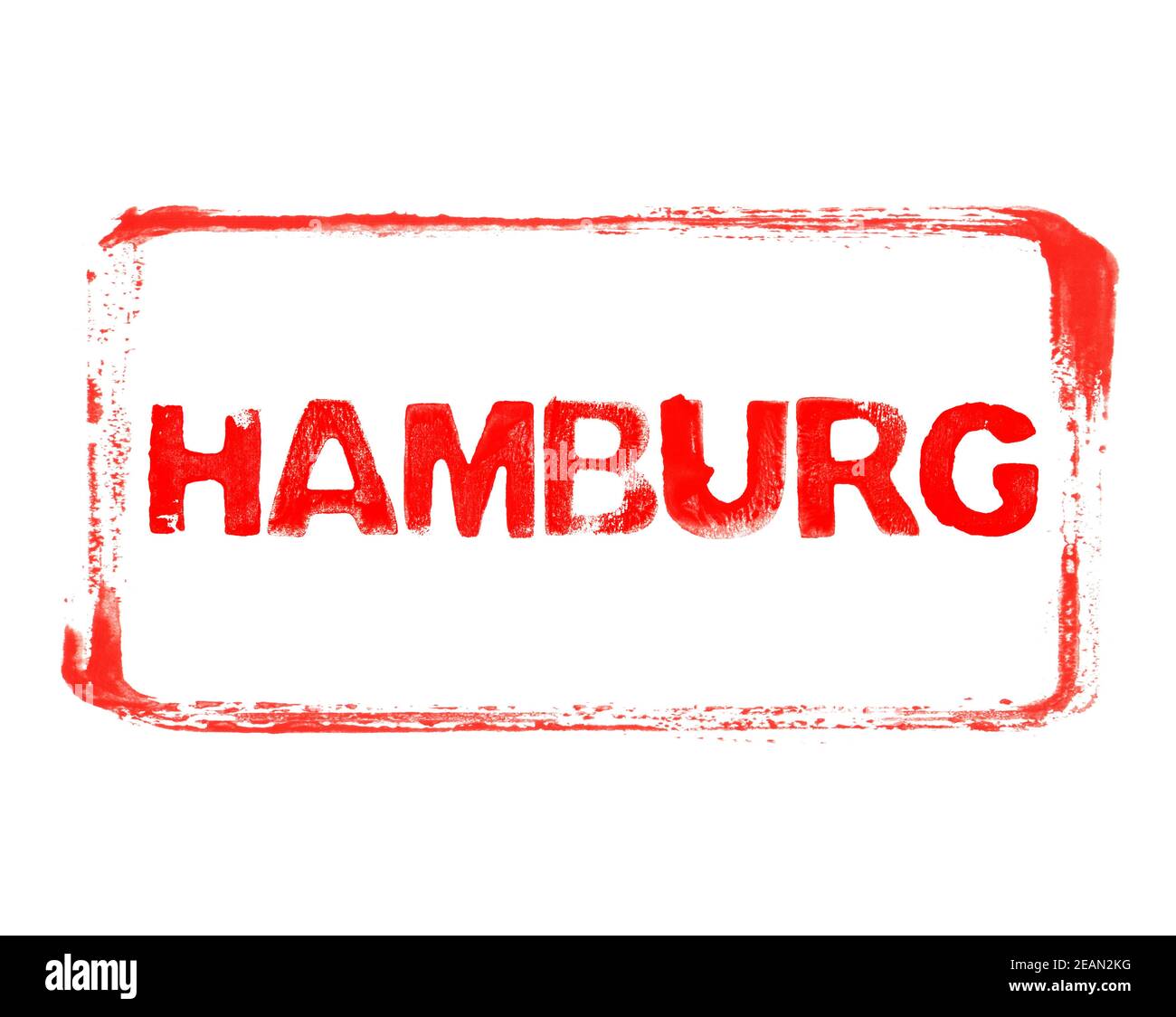 Cadre en pochoir rouge avec texte grunge ville allemande Hambourg Banque D'Images