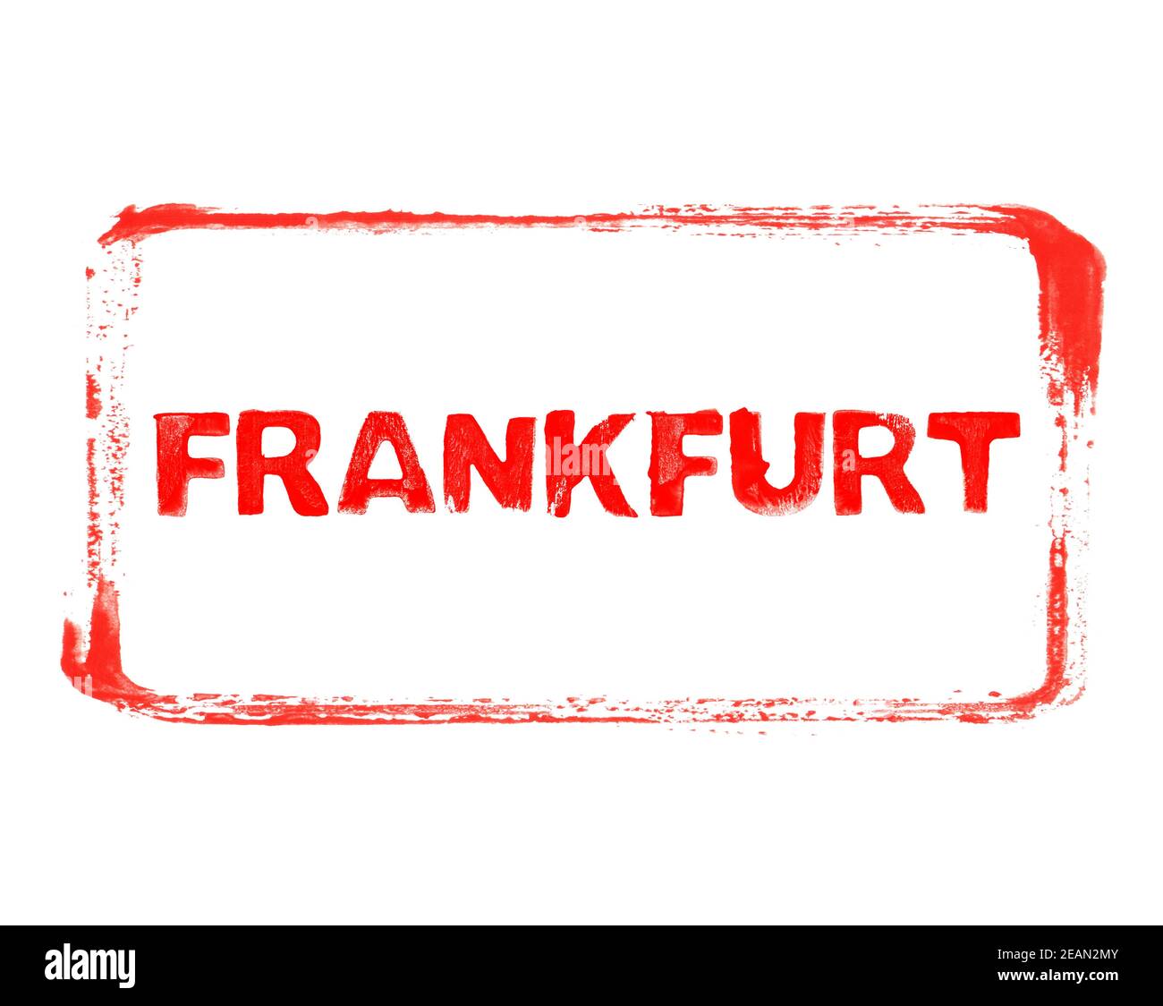 Cadre en pochoir rouge avec texte grunge ville allemande Francfort Banque D'Images