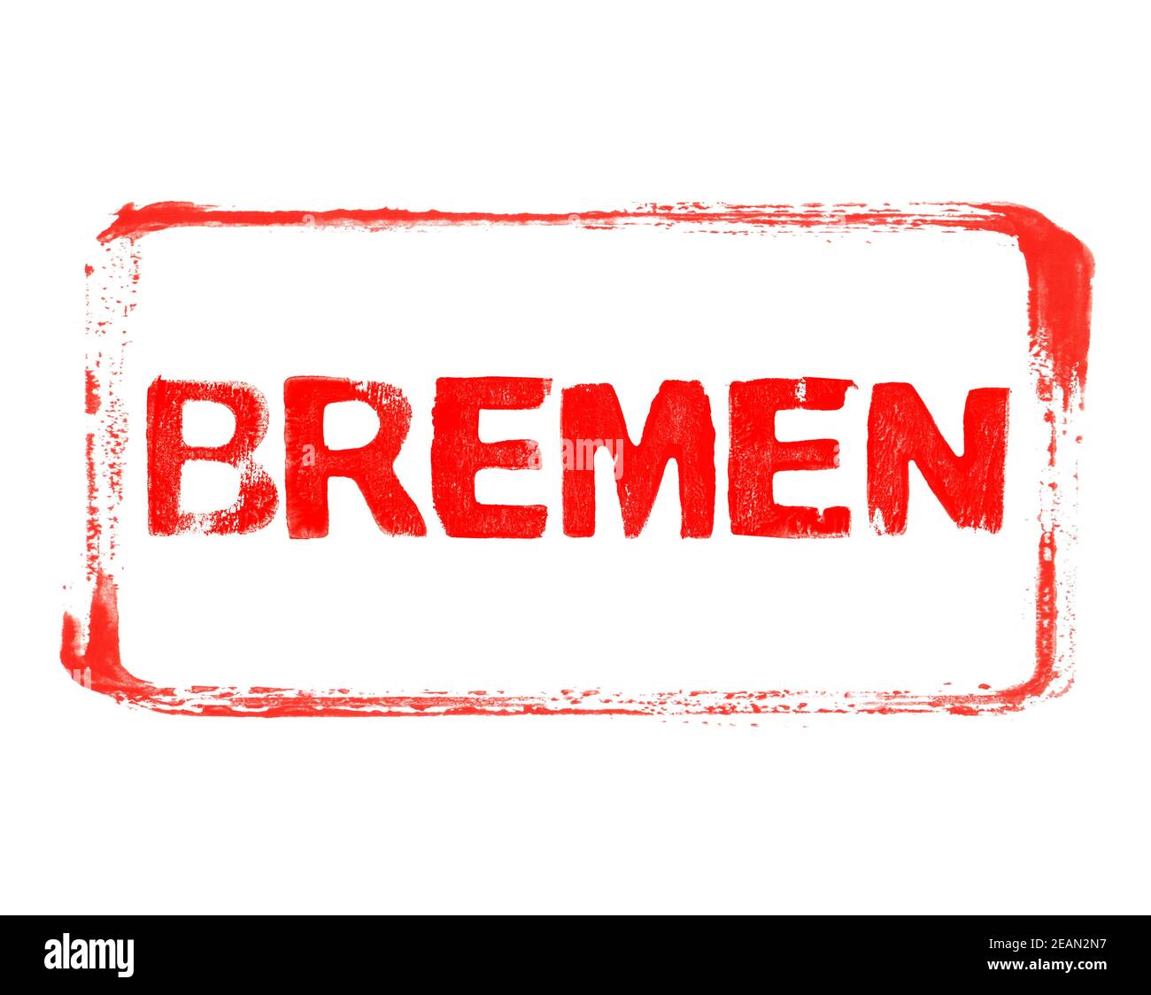 Cadre en pochoir rouge avec texte grunge ville allemande de Brême Banque D'Images