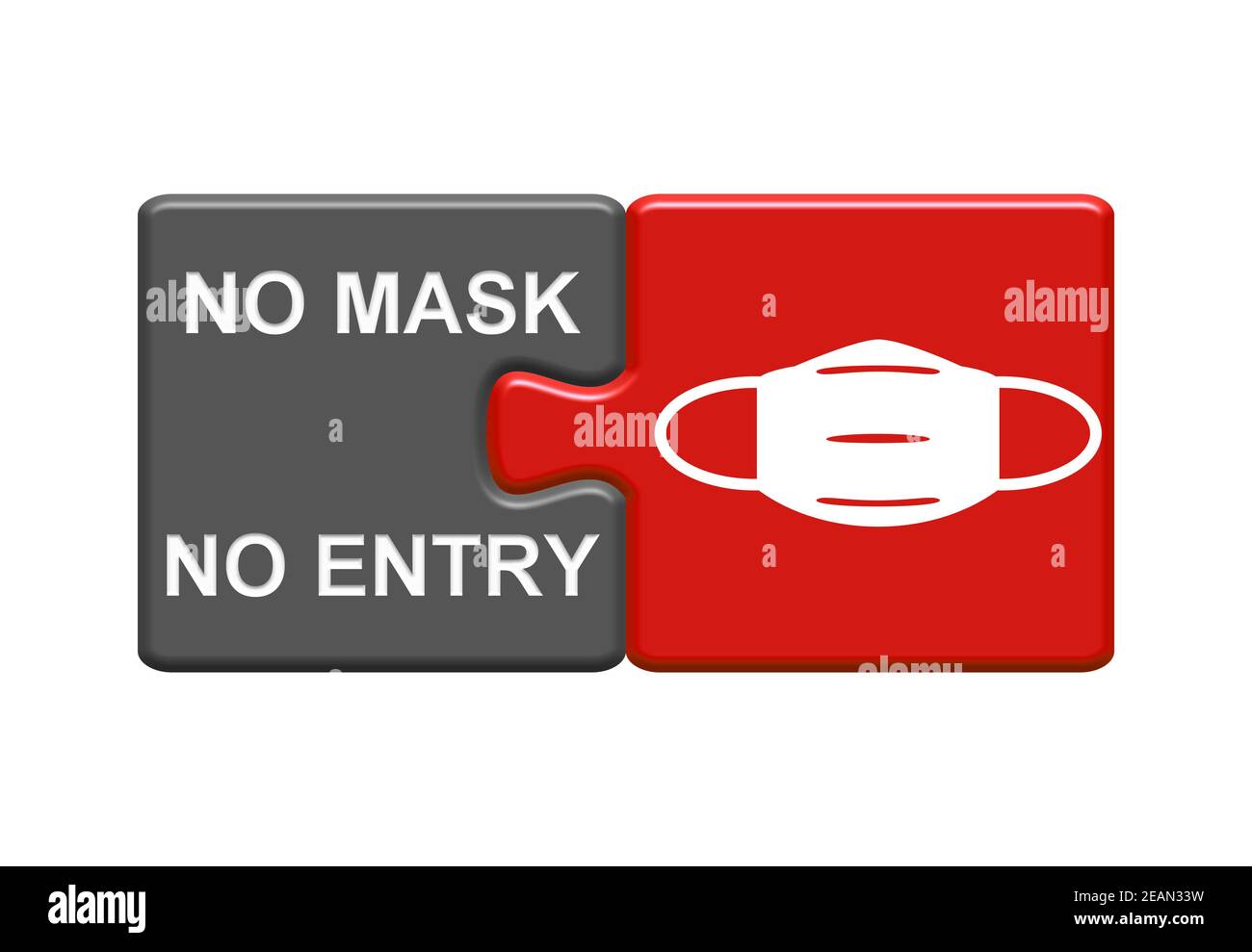 No Mask No Entry - Illustration 3D rouge gris Banque D'Images