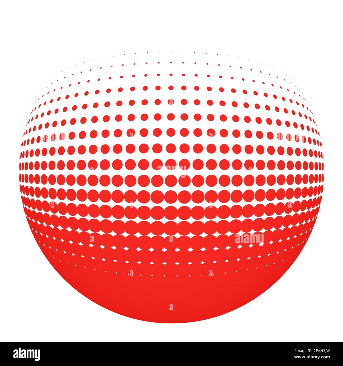 Boule 3D en pointillés avec points dégradés rouges Banque D'Images