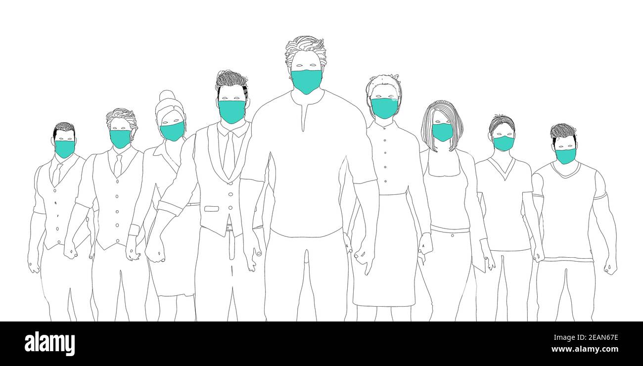 Personnes portant un masque chirurgical prévention et procédures de sécurité concept Banque D'Images