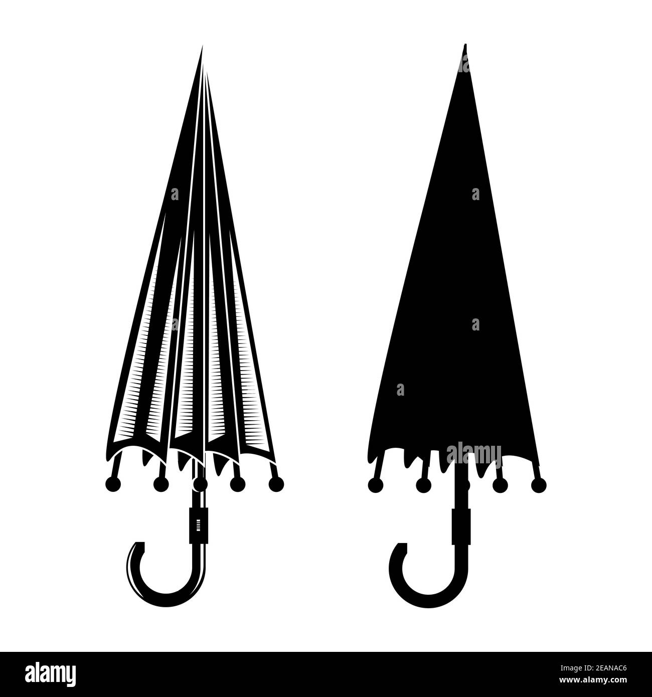 Ensemble d'icônes de parapluie noir fermé pour homme. Symbole d'accessoire de protection isolé sur fond blanc Banque D'Images