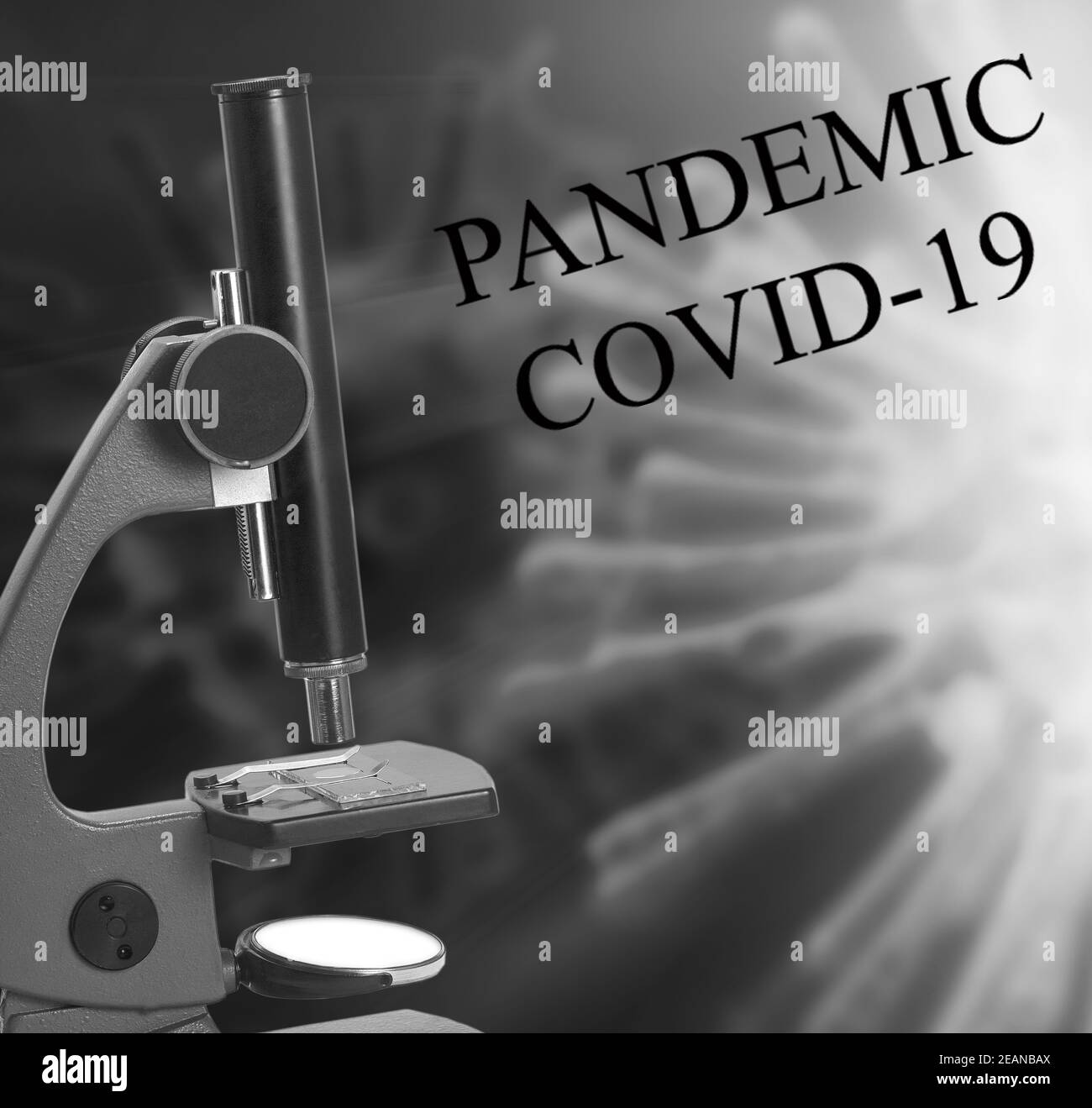 Le microscope de laboratoire et le coronavirus Banque D'Images