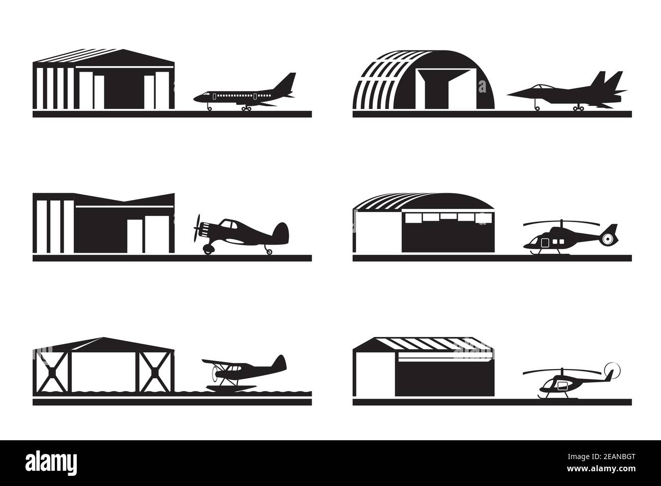 Hangars pour avions et hélicoptères – illustration vectorielle Illustration de Vecteur