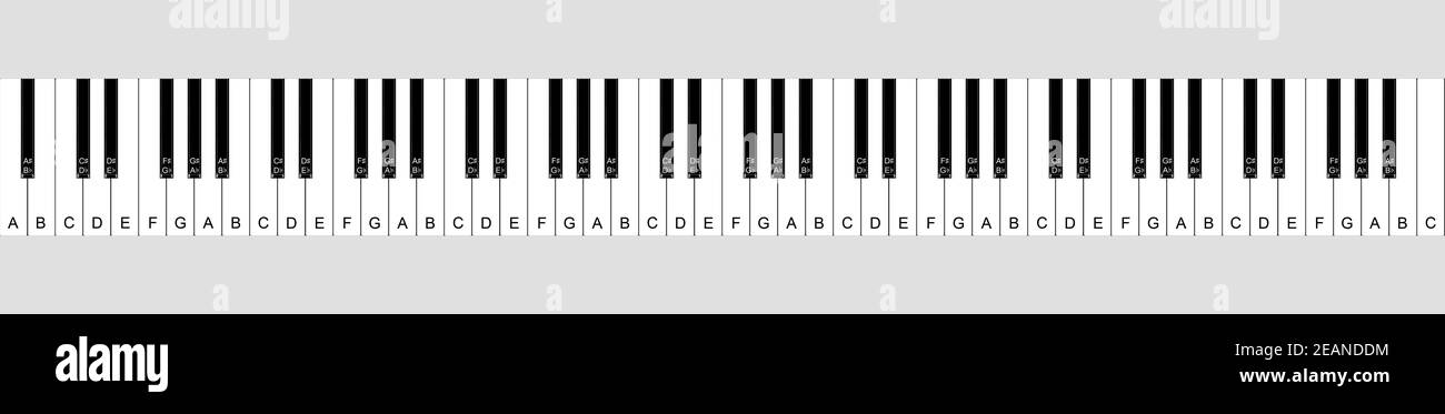 Clavier piano avec notes illustré en 3d Photo Stock - Alamy