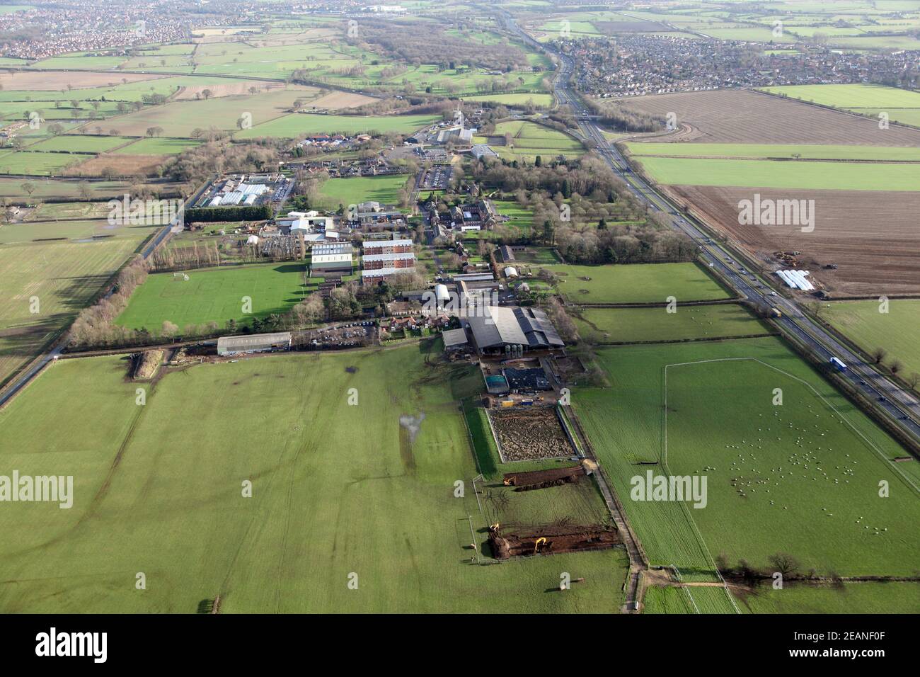 Vue aérienne du Askham Bryan College, un collège agricole près de York Banque D'Images
