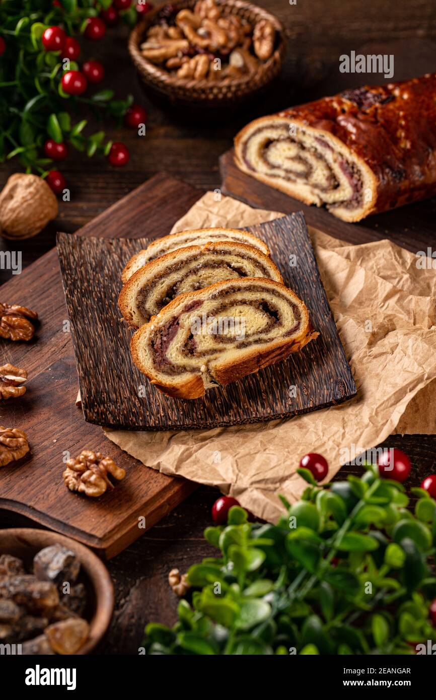 Gâteau de beigli en tranches Banque D'Images