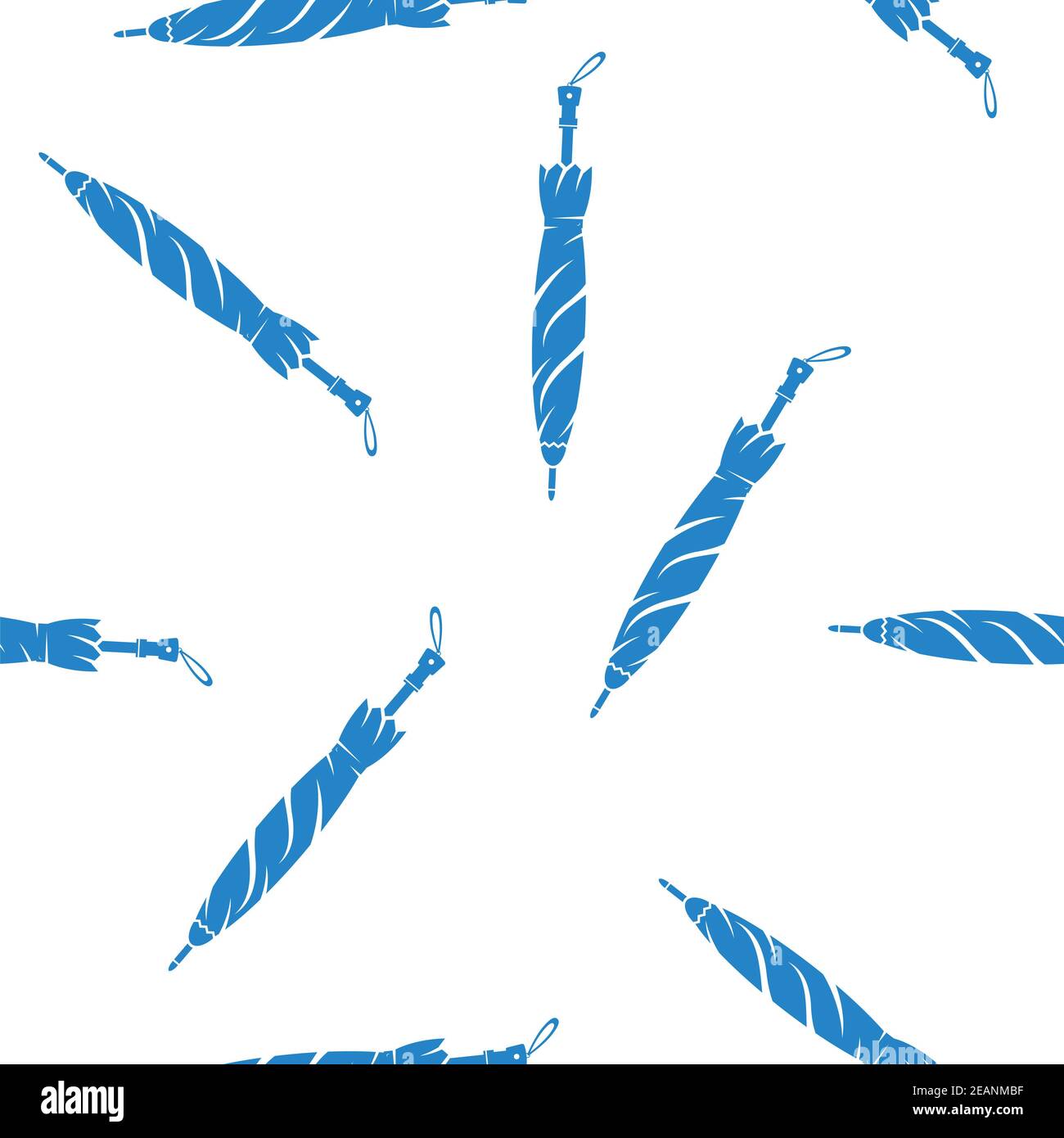 Ensemble d'icônes de parapluie bleu fermé pour homme. Accessoire de protection motif sans couture isolé sur fond blanc Banque D'Images