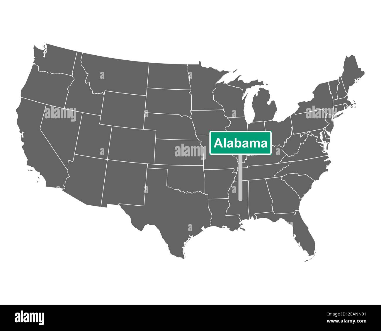 Panneau de limite de l'État de l'Alabama et carte des États-Unis Banque D'Images