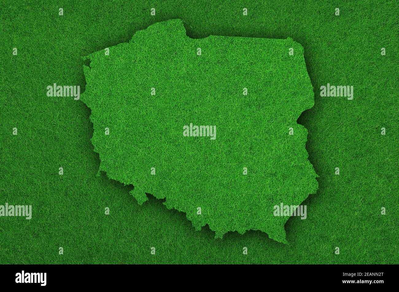 Carte de la Pologne sur le feutre vert Banque D'Images