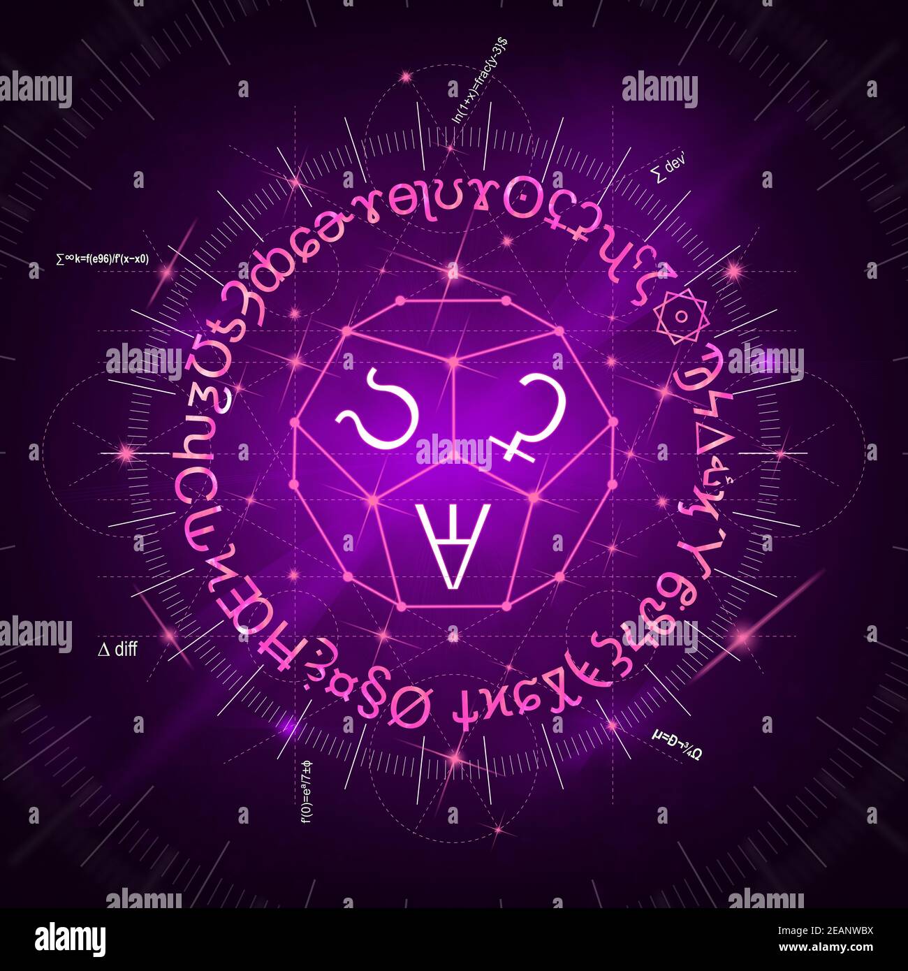 Arrière-plan abstrait du sort magique et des formules Banque D'Images