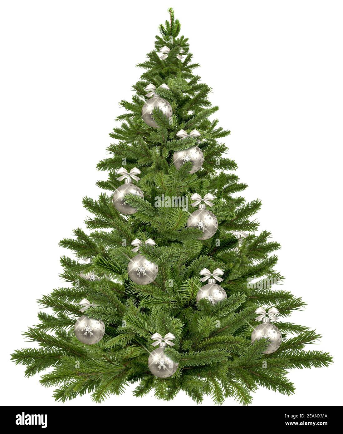 Arbre de Noël sur fond blanc. Le rendu 3D. Banque D'Images