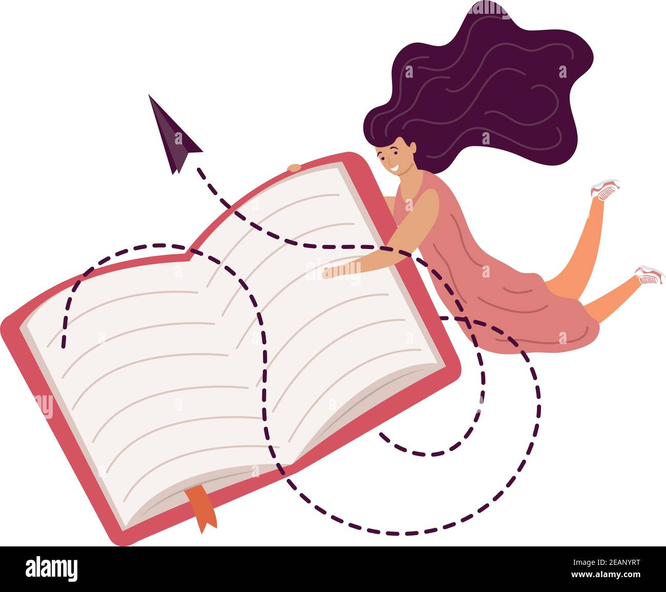 femme avec livre et papier d'avion, livre de célébration de jour vecteur conception de l'illustration Illustration de Vecteur