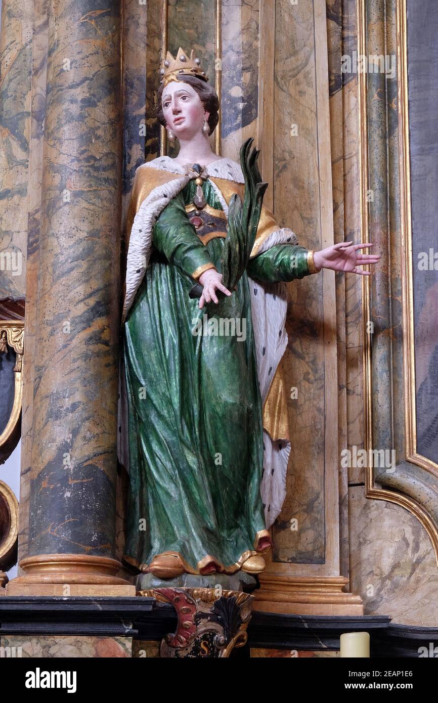 Statue de Saint Joanna sur l'autel de l'église de Saint Léonard de Noblac Kotari en Croatie, Banque D'Images