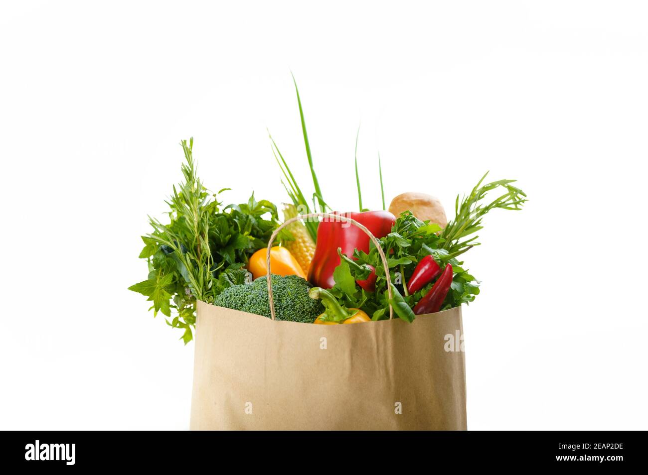 Légumes et fruits crus dans un sac de coton Banque D'Images