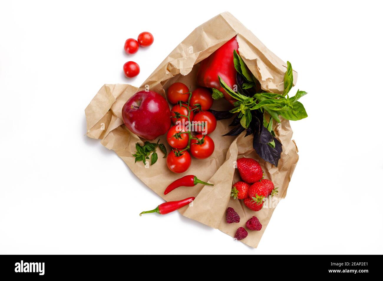 Légumes et fruits crus en coton Banque D'Images