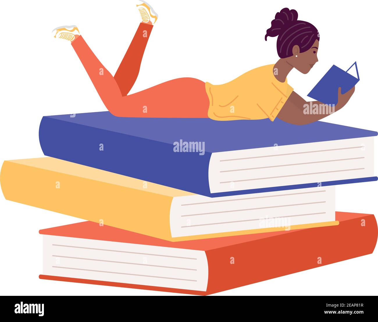 afro femme lecture livre dans les livres, livre jour célébration vecteur conception de l'illustration Illustration de Vecteur