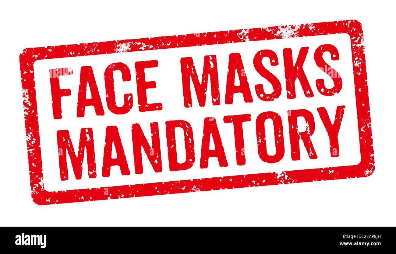 Tampon rouge - masques obligatoires Banque D'Images