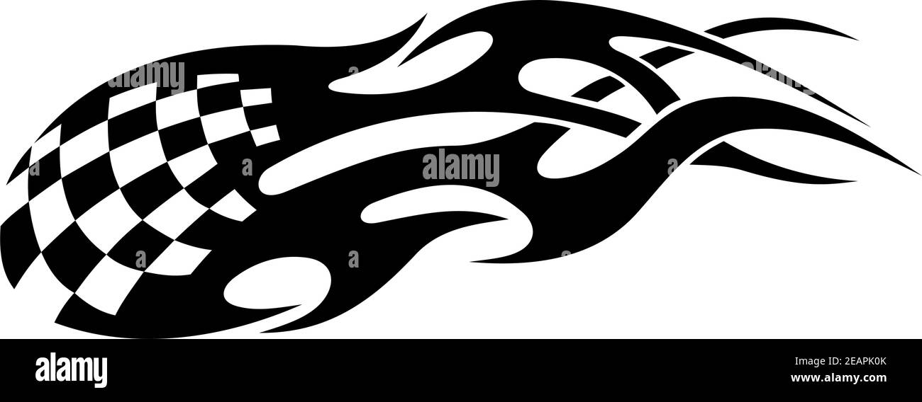 Tatouage tribal stylisé de course avec des flammes noires pour le design sportif Illustration de Vecteur
