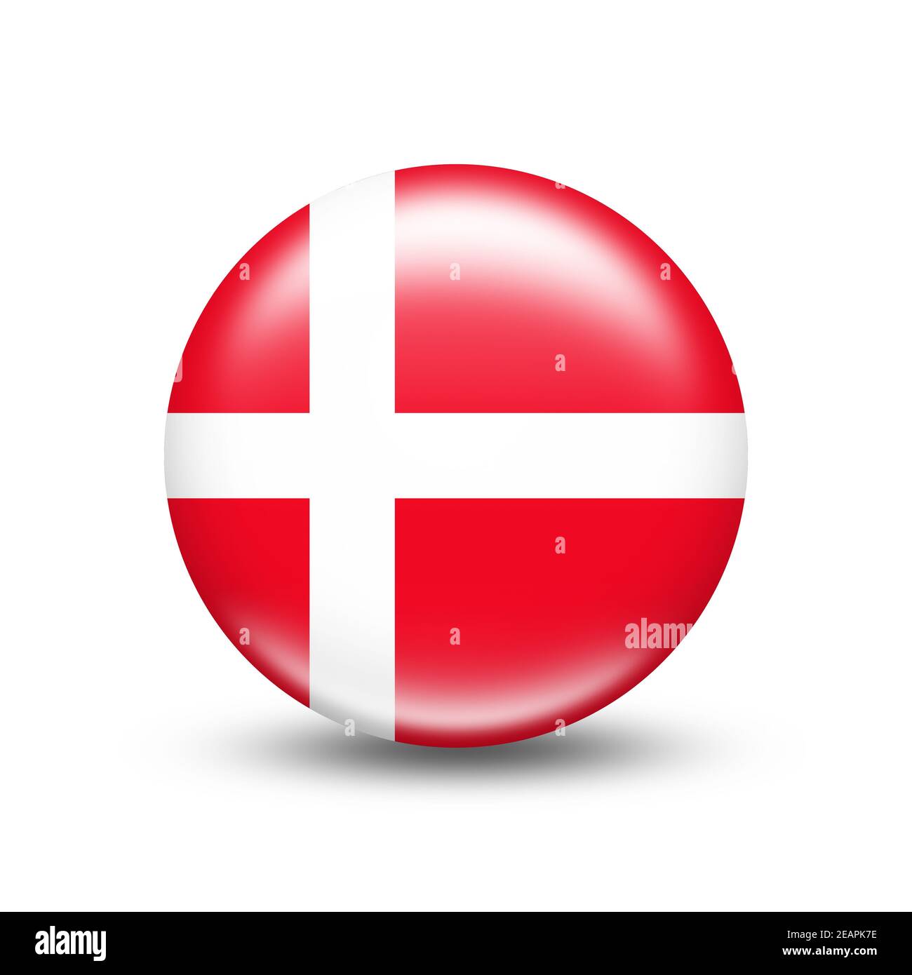 Drapeau national du Danemark dans une sphère à ombre blanche Banque D'Images