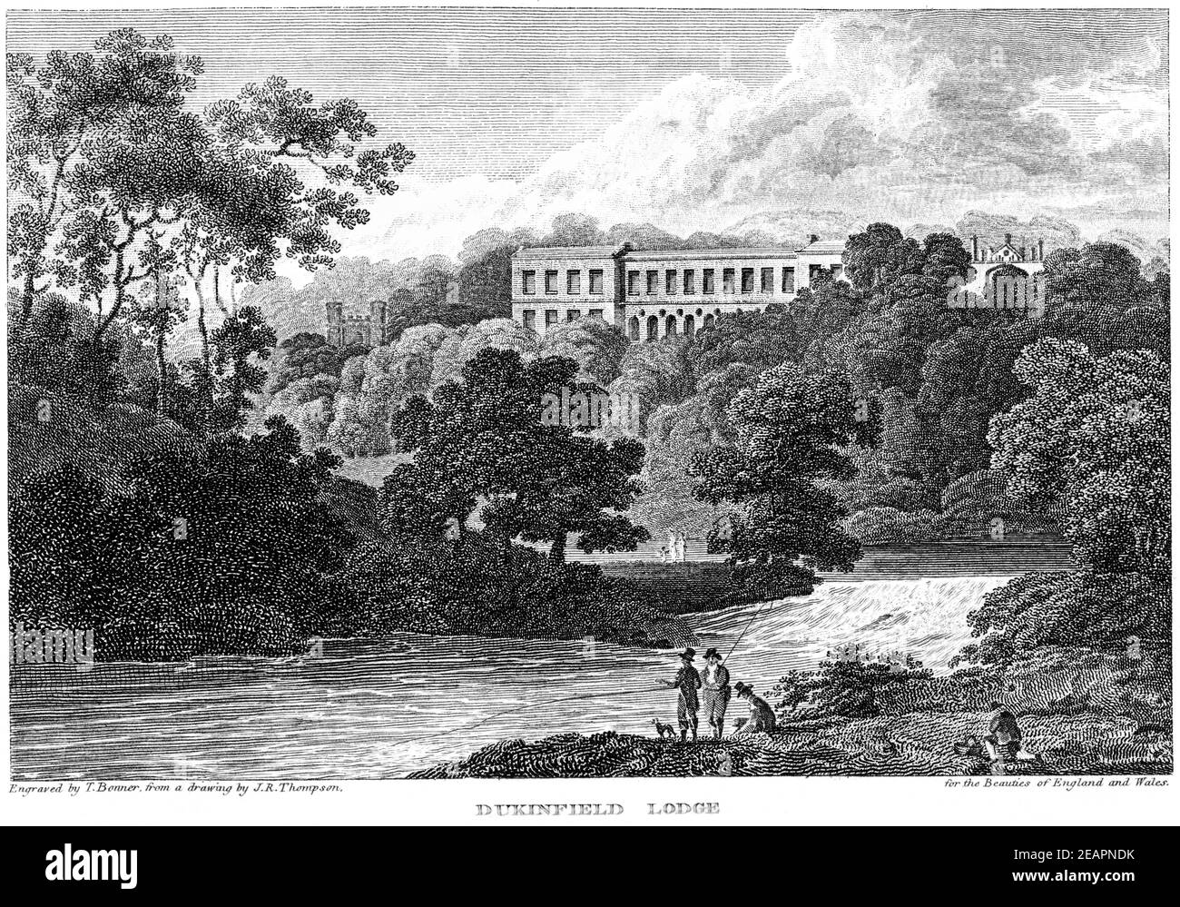 Gravure de Dukinfield Lodge, Cheshire scanné à haute résolution à partir d'un livre imprimé en 1812. Je pensais libre de droits d'auteur. Banque D'Images
