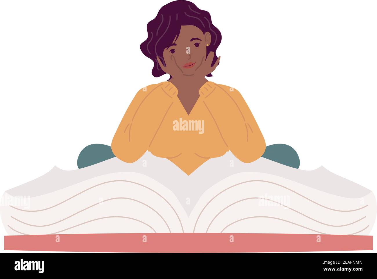 afro femme lecture livre, livre jour célébration vecteur illustration design Illustration de Vecteur