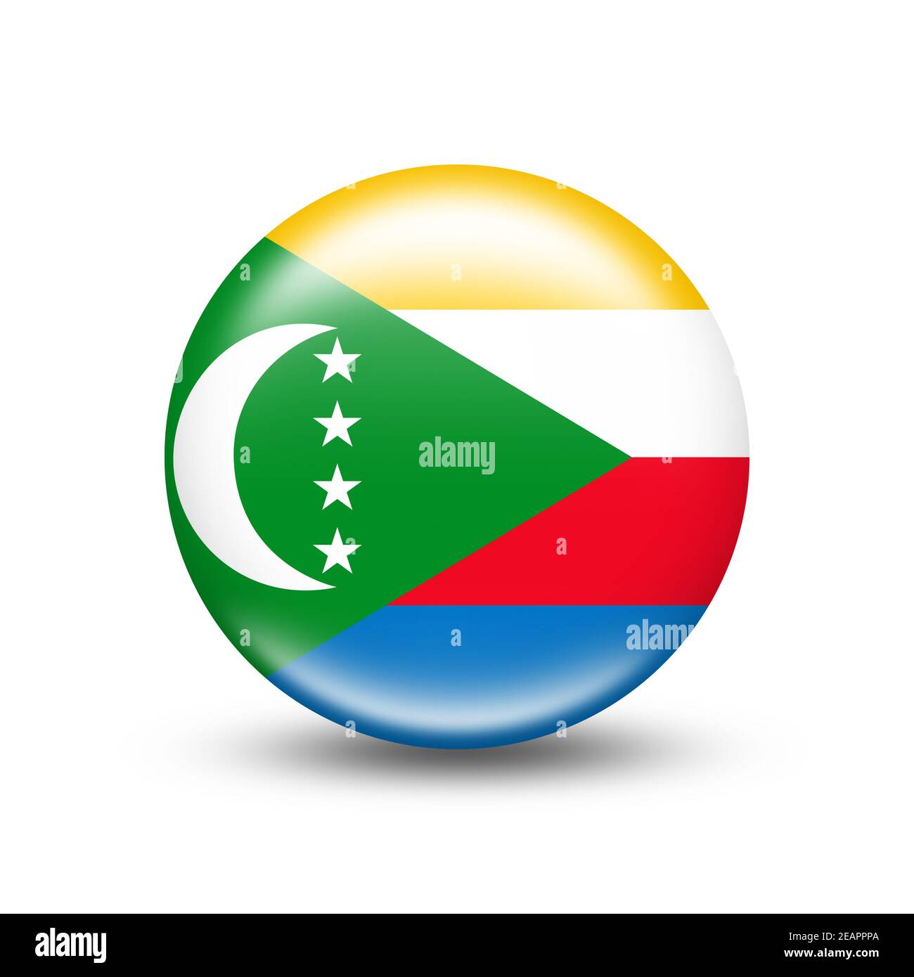 Drapeau national des Comores dans une sphère à ombre blanche Banque D'Images