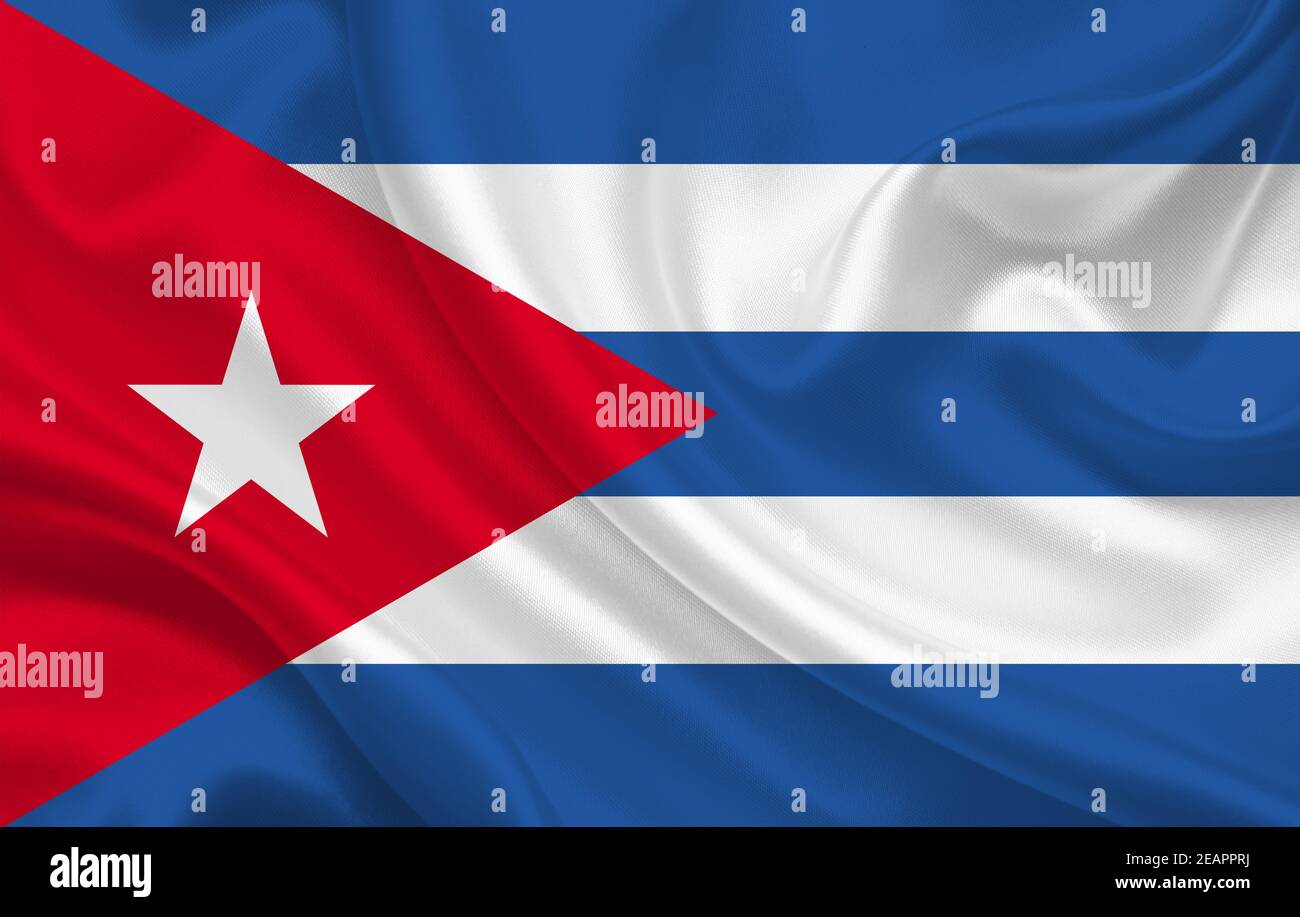 Drapeau de Cuba sur toile ondulée toile de fond panorama Banque D'Images