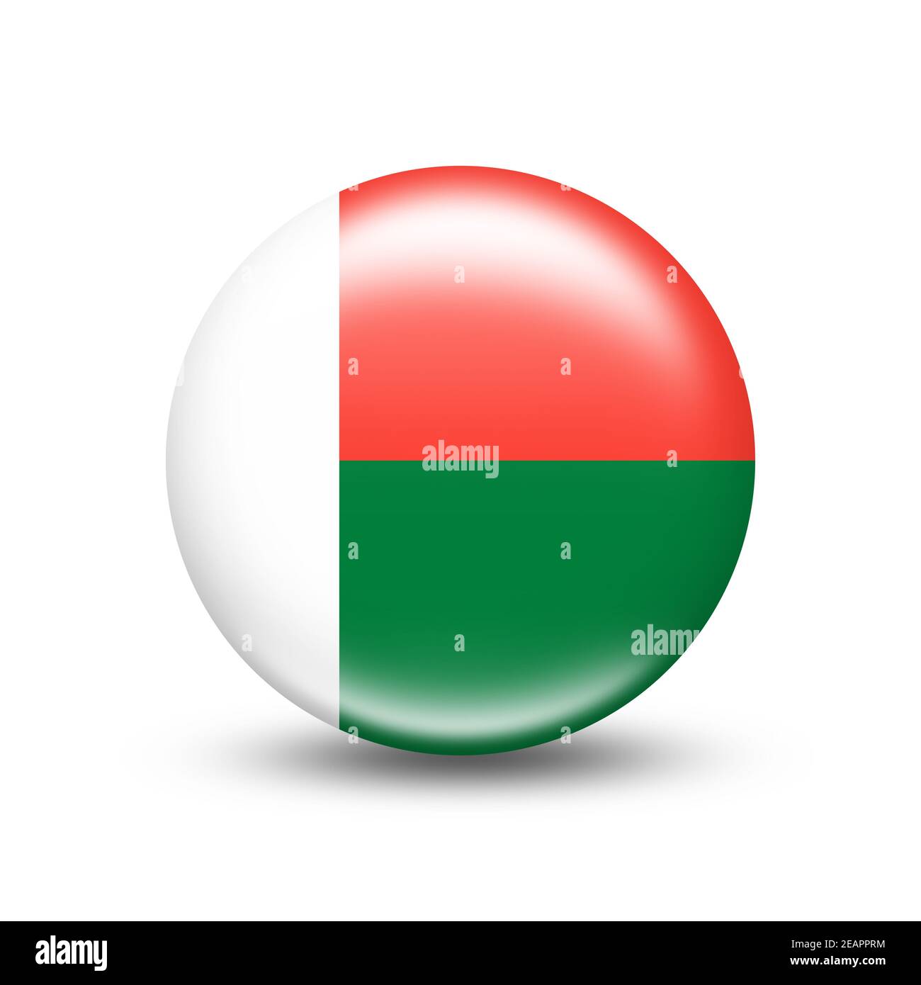 Drapeau de Madagascar dans un cercle avec ombre blanche Banque D'Images