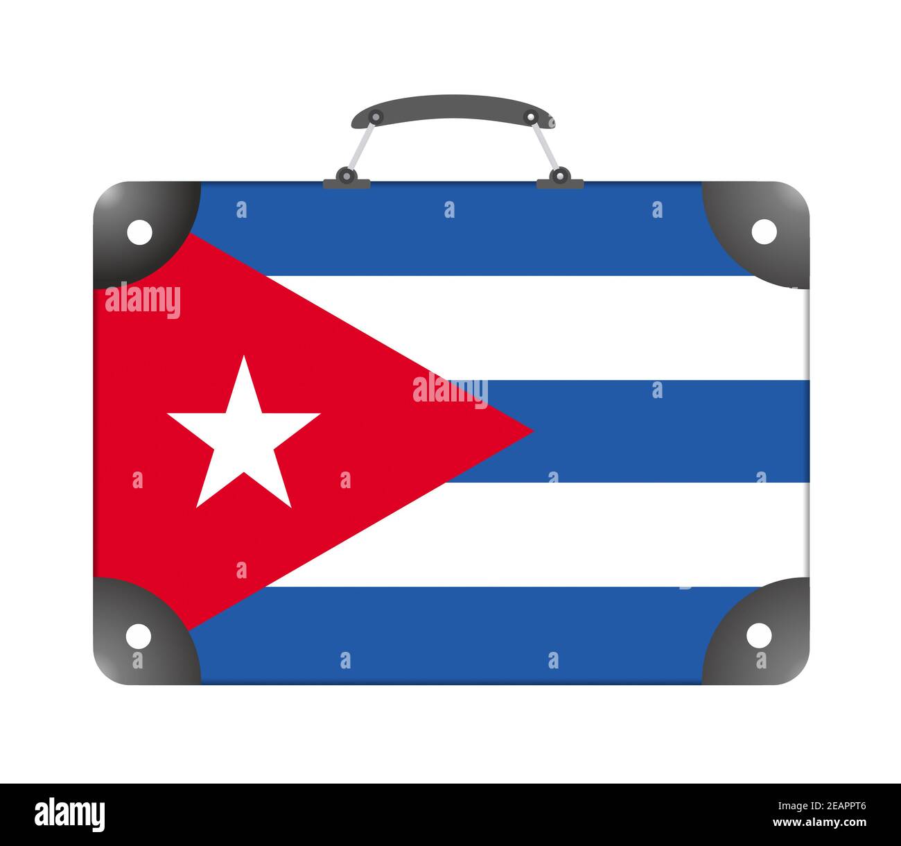Drapeau de Cuba sous forme de valise de voyage sur fond blanc Banque D'Images
