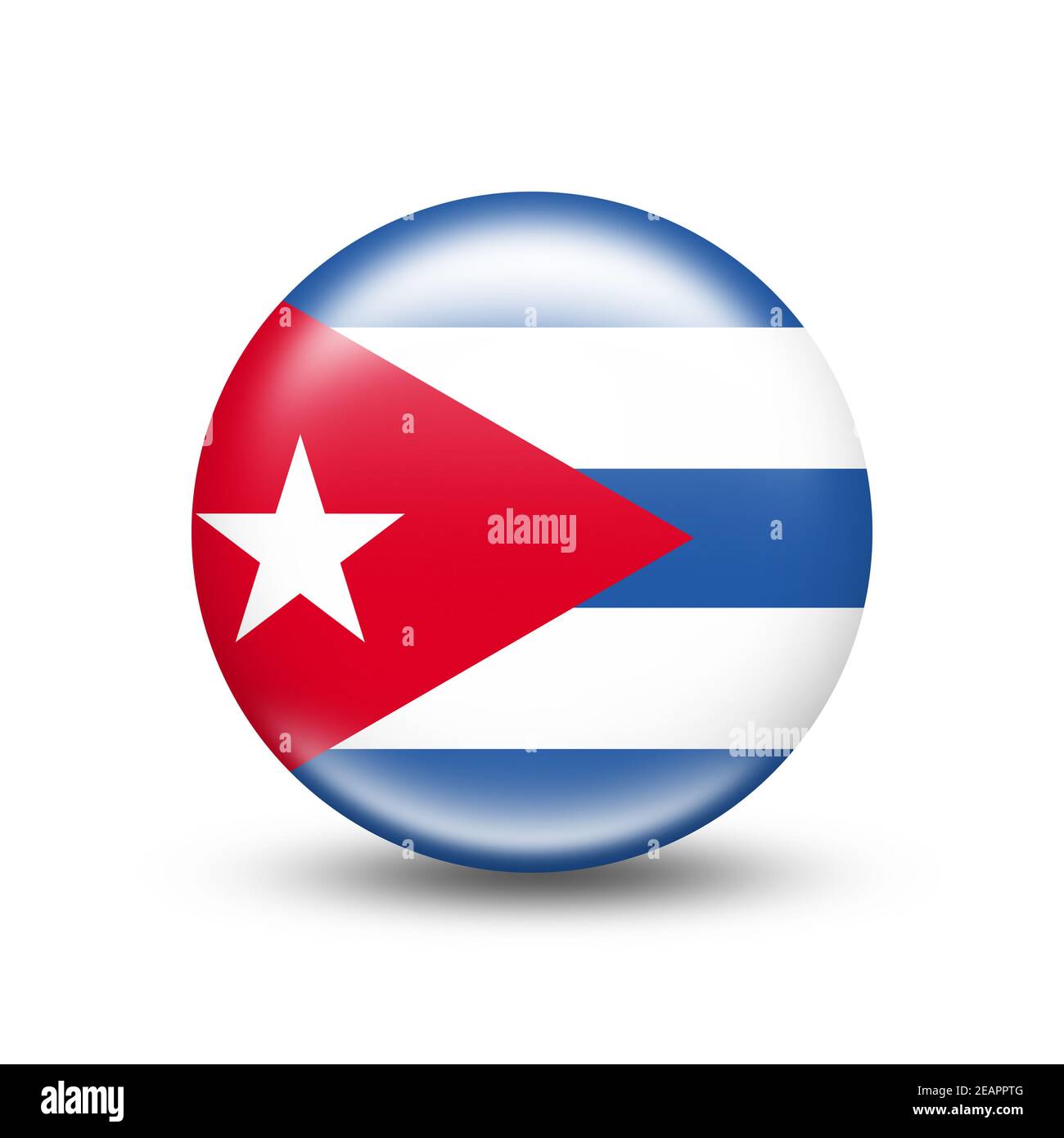 Drapeau de Cuba dans la sphère avec ombre blanche Banque D'Images