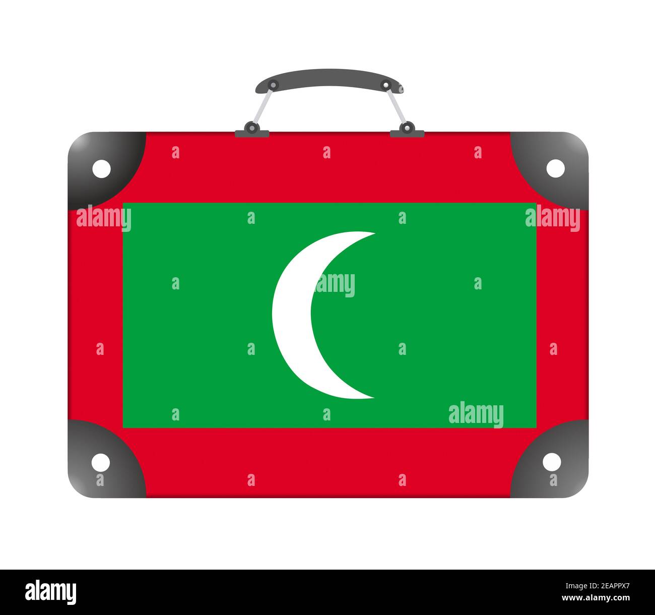 Drapeau de pays des Maldives sous forme de valise de voyage sur fond blanc Banque D'Images Drapeau de pays des Maldives sous forme de valise de voyage sur fond blanc Banque D'Images