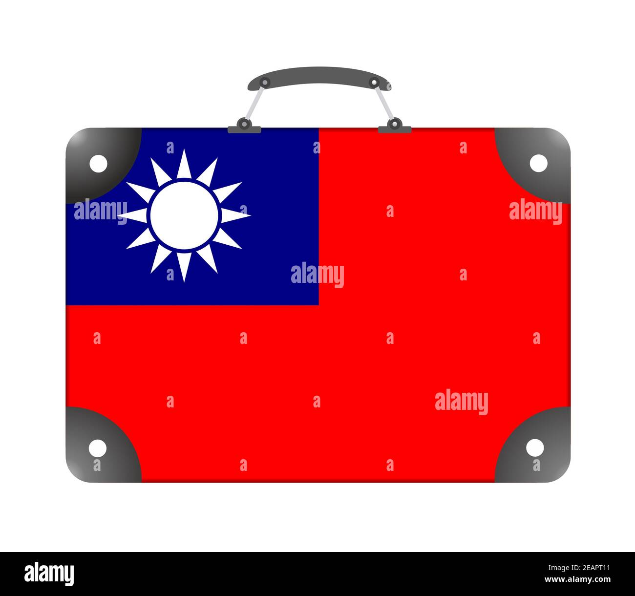 Drapeau de Taïwan sous forme de valise de voyage sur fond blanc Banque D'Images