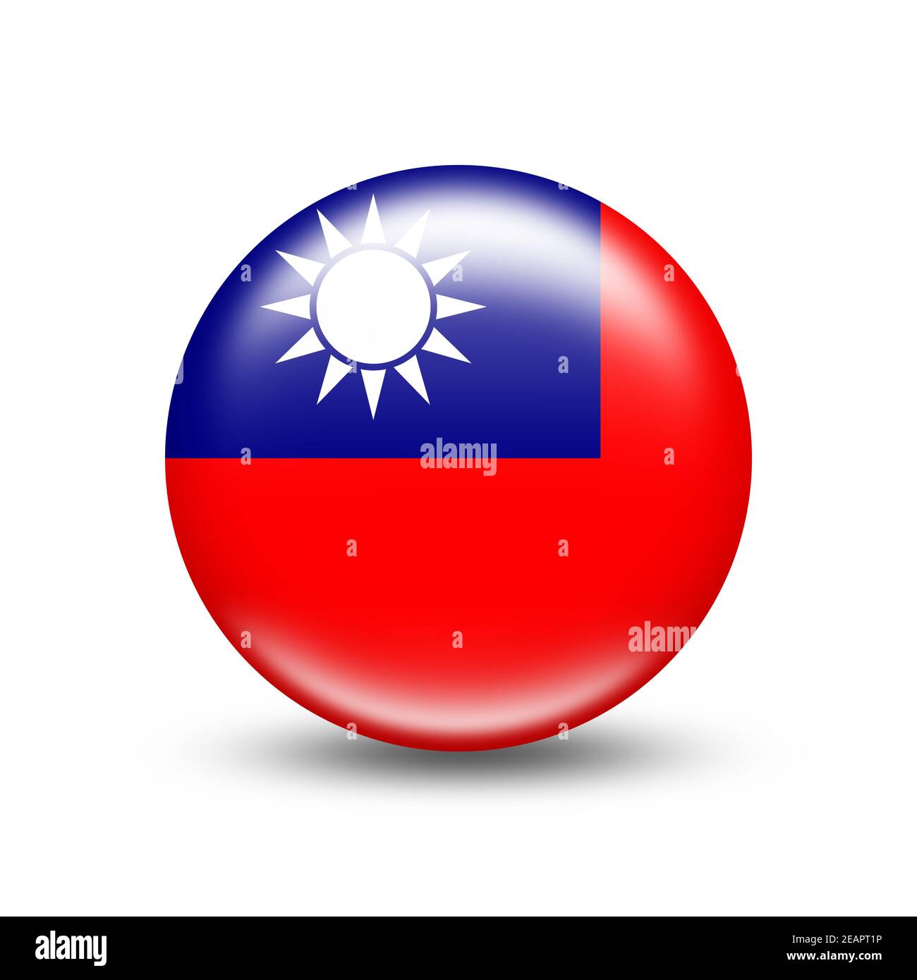 Drapeau de Taïwan dans la sphère avec ombre blanche Banque D'Images