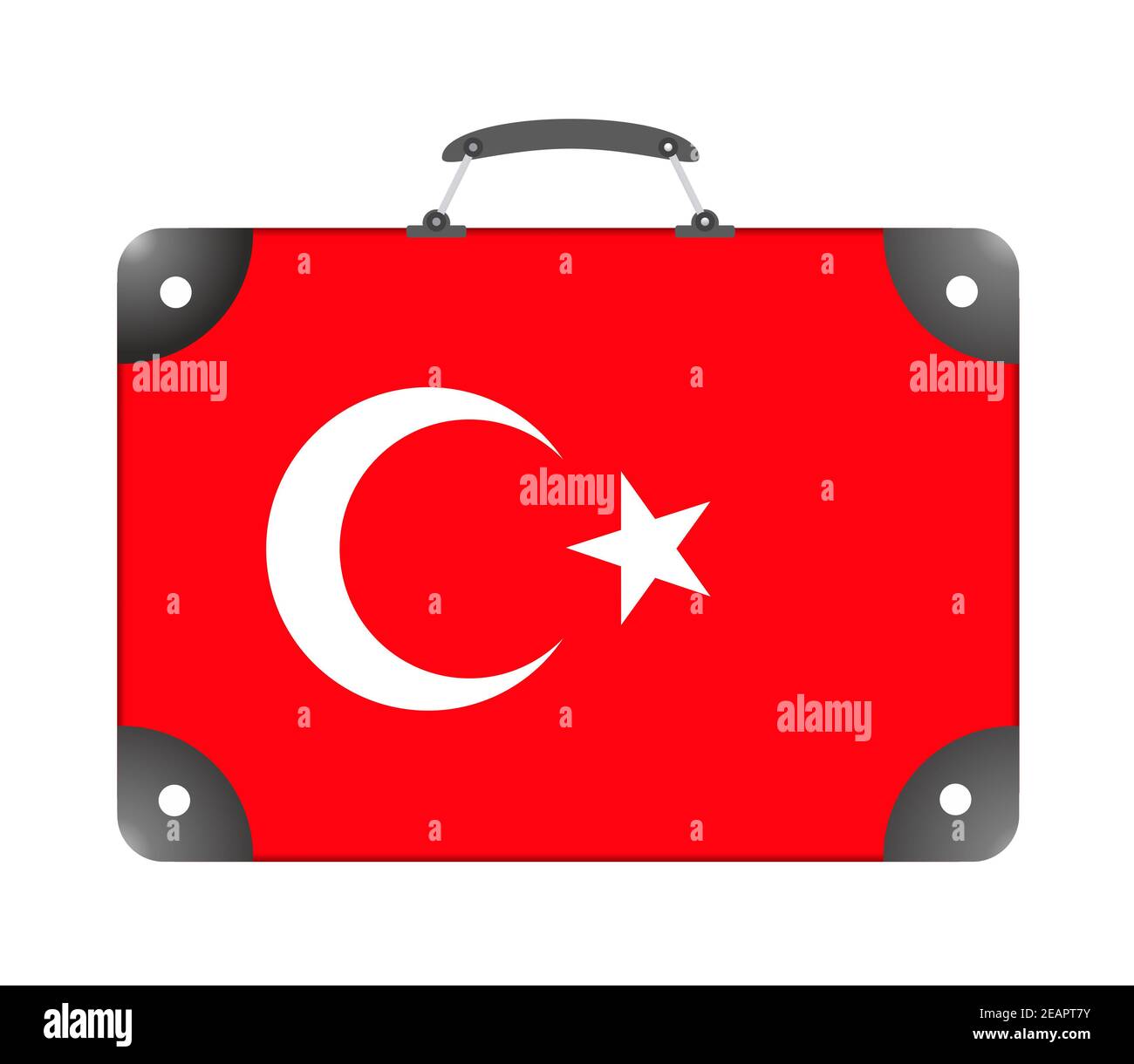 Drapeau de la Turquie sous forme de valise de voyage sur un arrière-plan blanc Banque D'Images