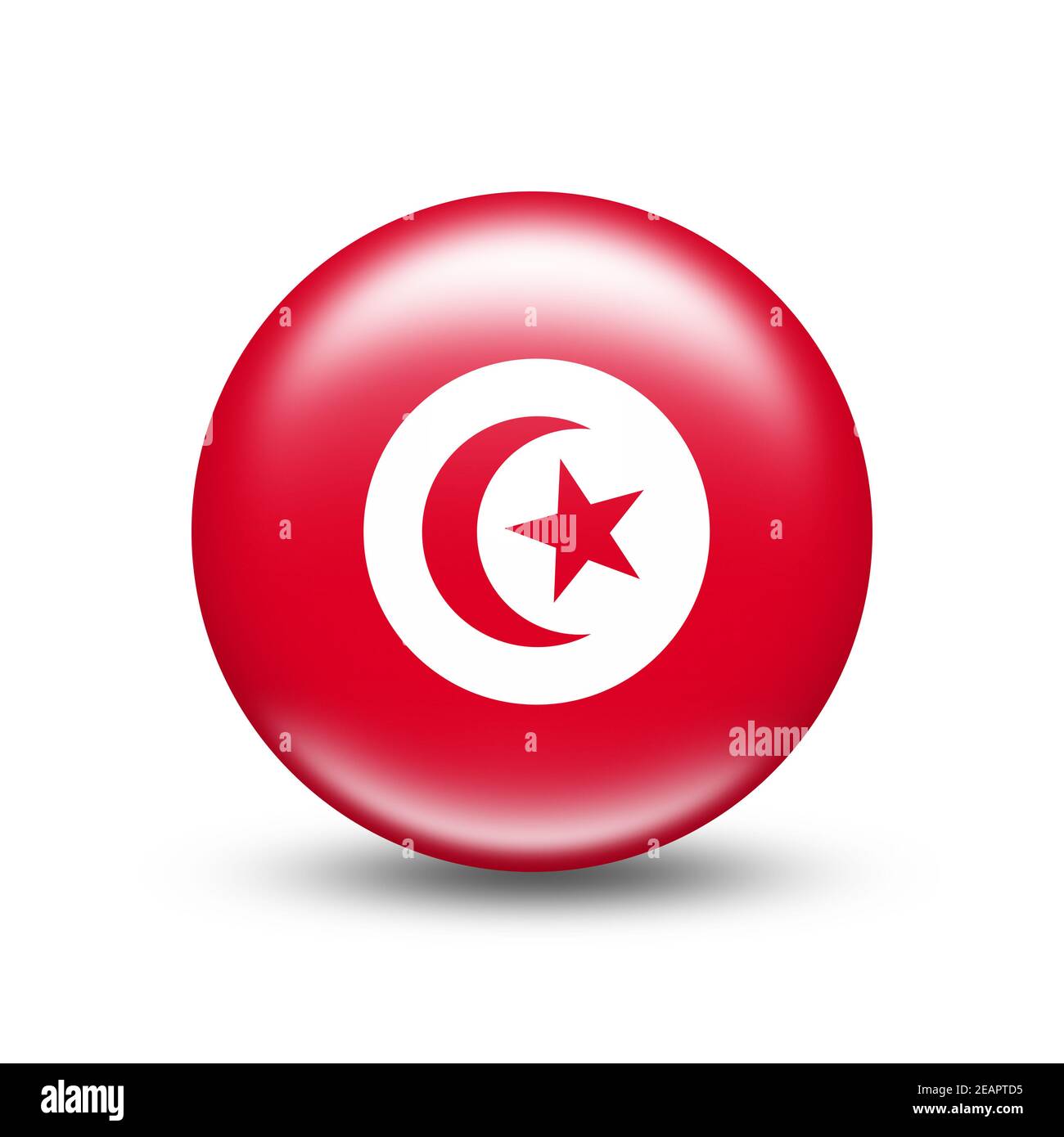 Drapeau de la Tunisie dans une sphère à ombre blanche Banque D'Images