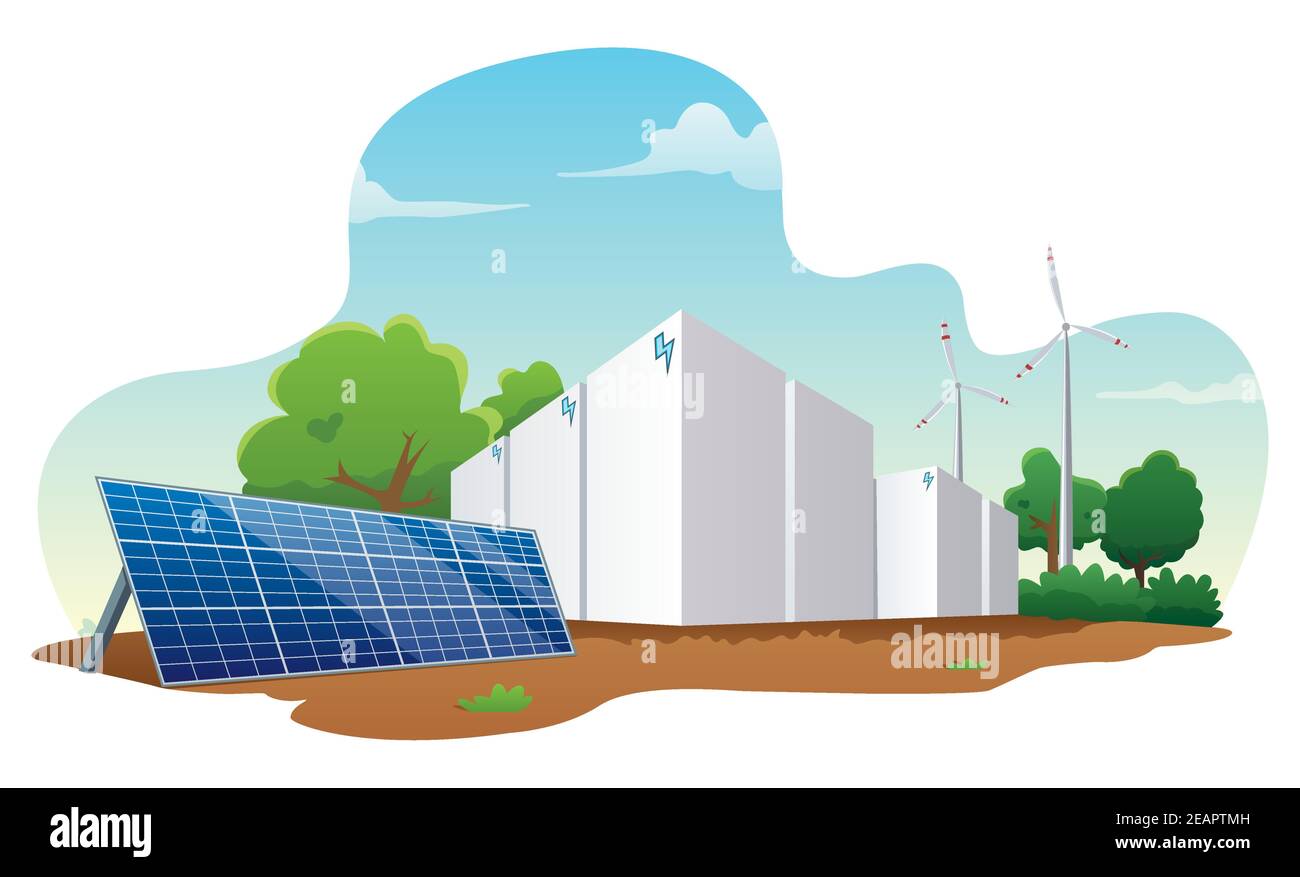 Systèmes de stockage d'énergie Illustration de Vecteur