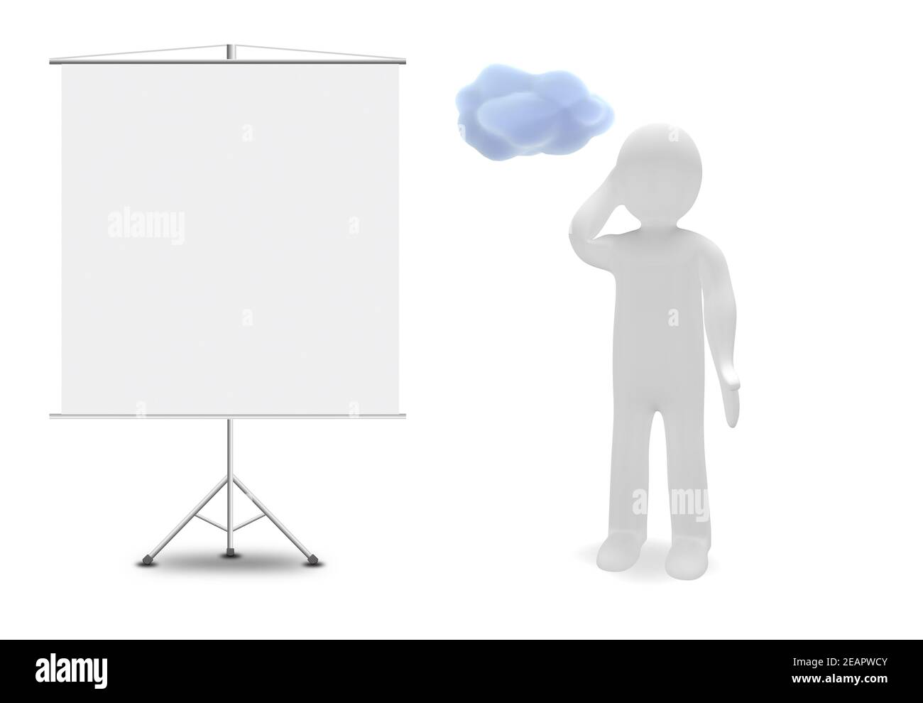 Le petit homme pense ce qu'il faut dire Banque D'Images