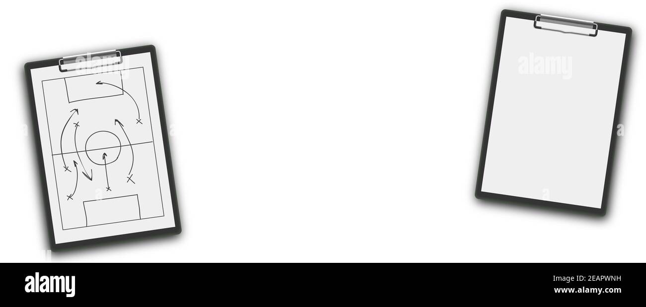 Tablette de sport avec tactiques de football sur le jeu Banque D'Images