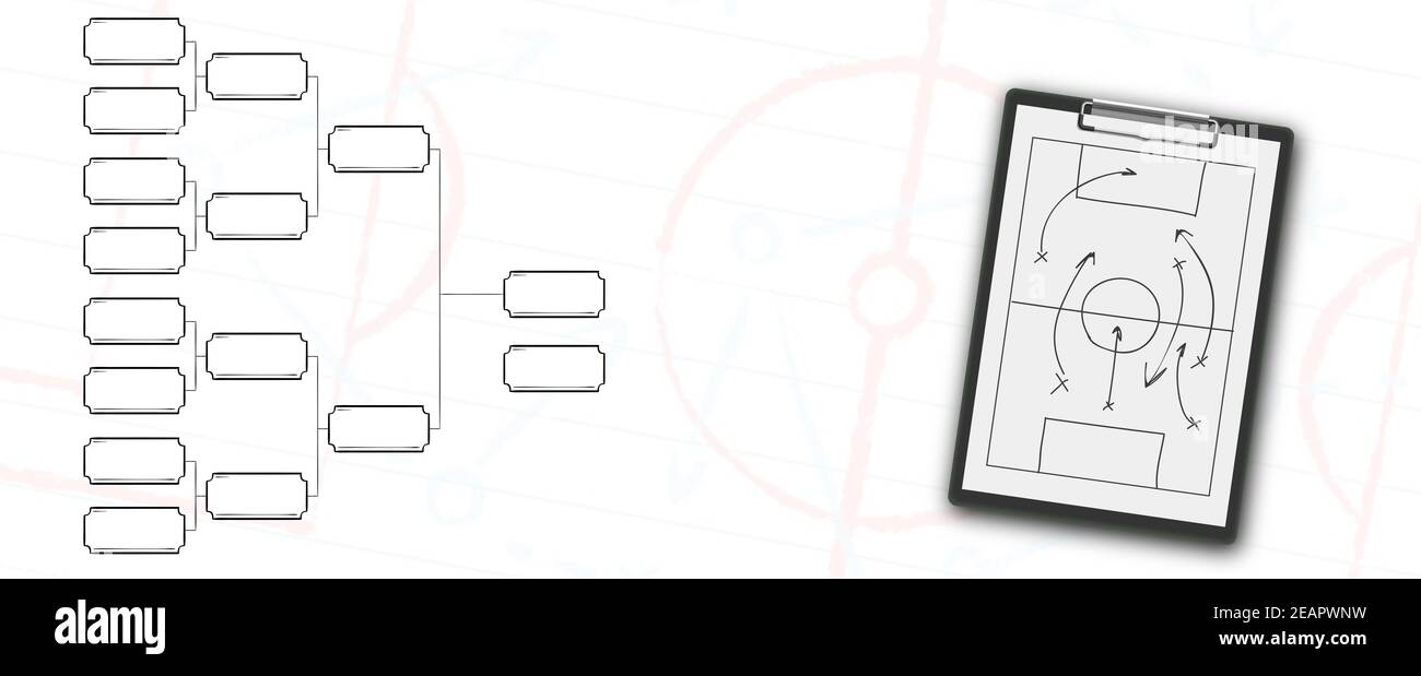 Tablette de sport avec tactiques de football sur le jeu Banque D'Images