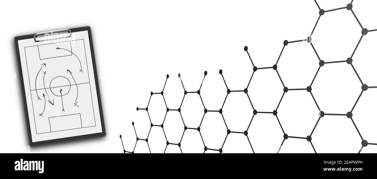 Tablette de sport avec tactiques de football sur le jeu Banque D'Images