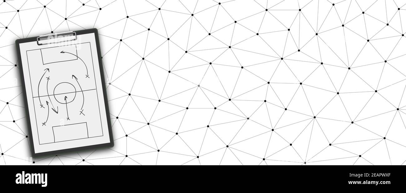 Tablette de sport avec tactiques de football sur le jeu Banque D'Images