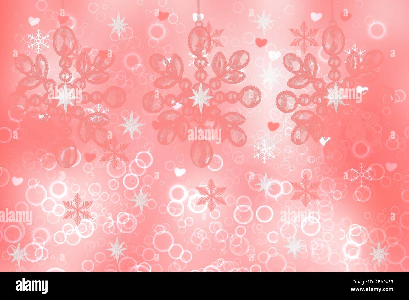 Texture abstraite rose blanc de fond clair avec des lumières et des étoiles circulaires de bokeh. Magnifique toile de fond colorée au printemps ou en été. Banque D'Images