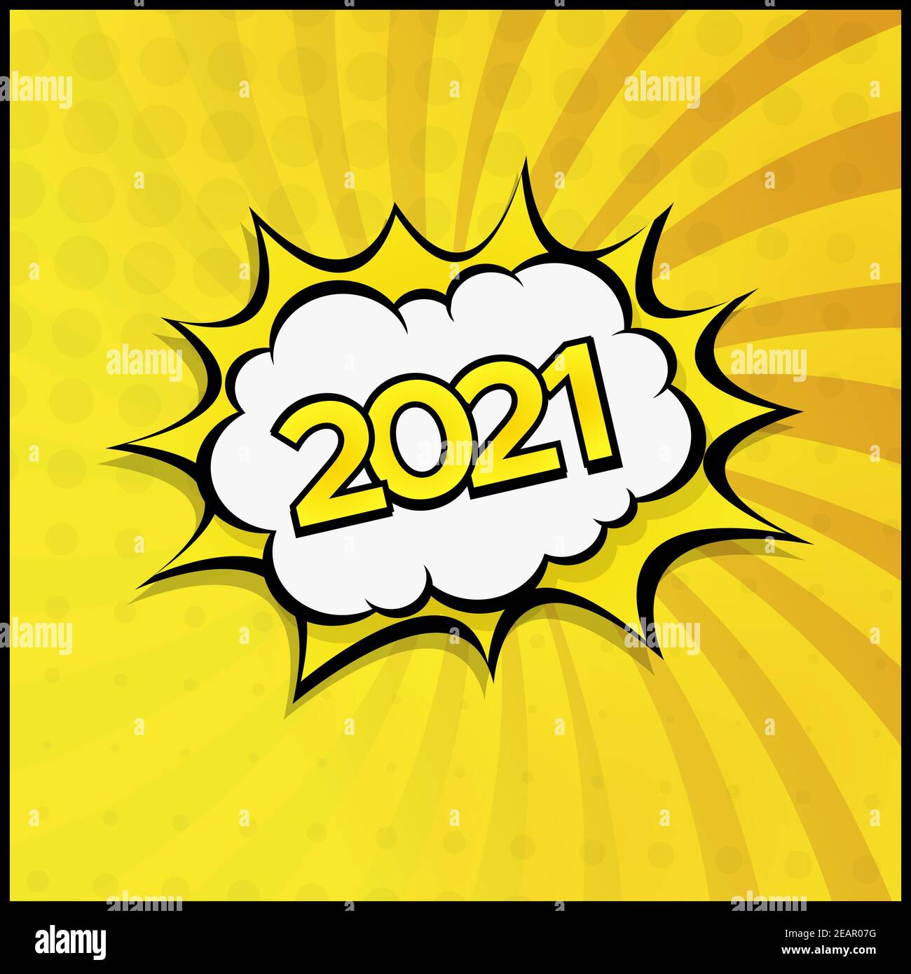 Illustration vectorielle Comic Zoom New Year 2021 colorée Banque D'Images