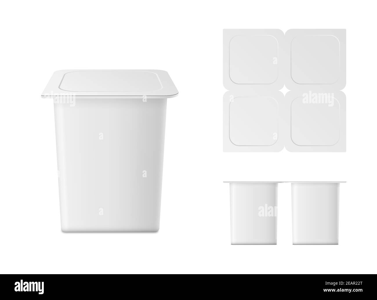 Contenant à yaourt Vector isolé sur fond blanc. Vue avant et vue de dessus Illustration de Vecteur