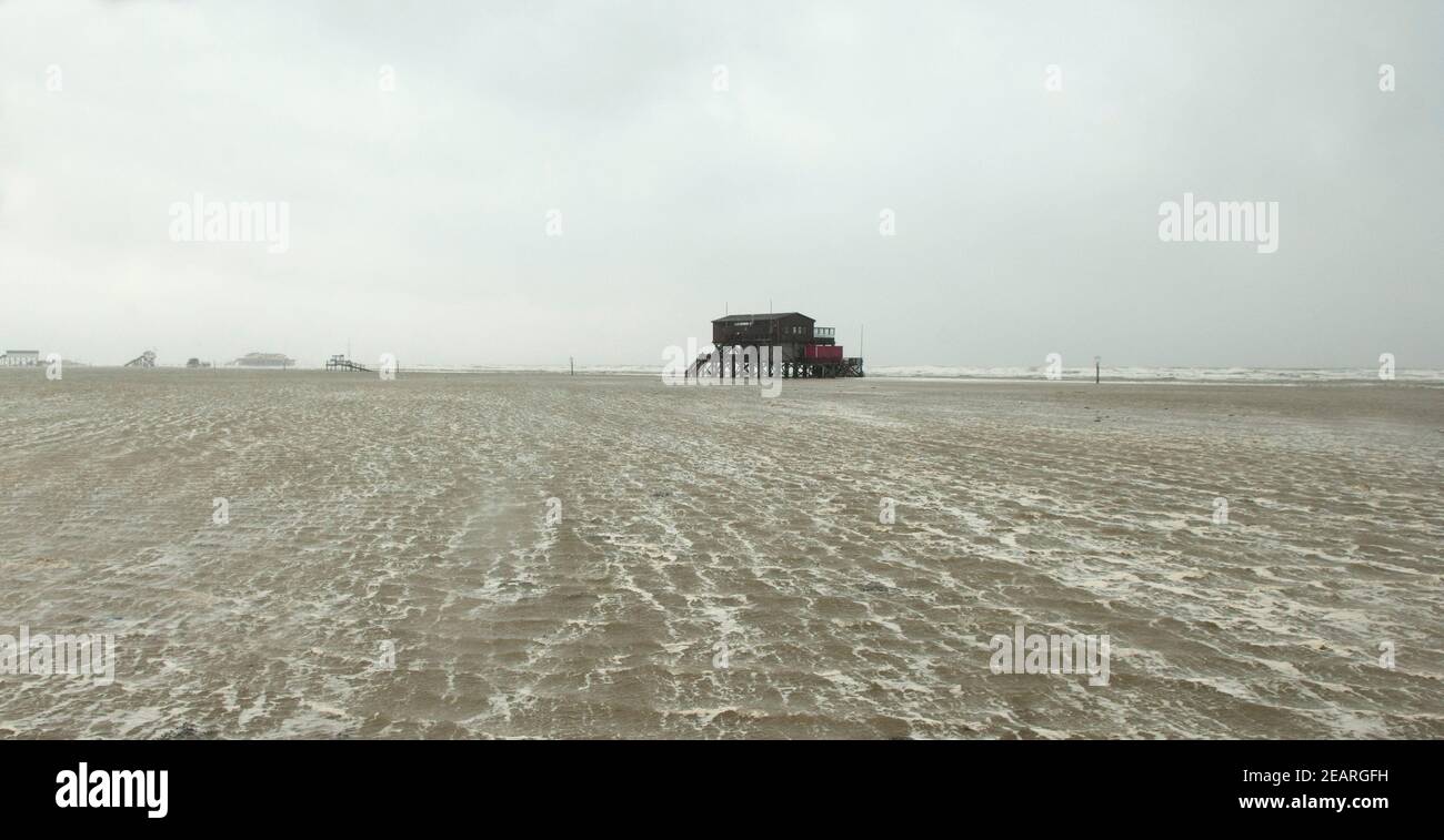 Sturm, Strand, Flut Banque D'Images