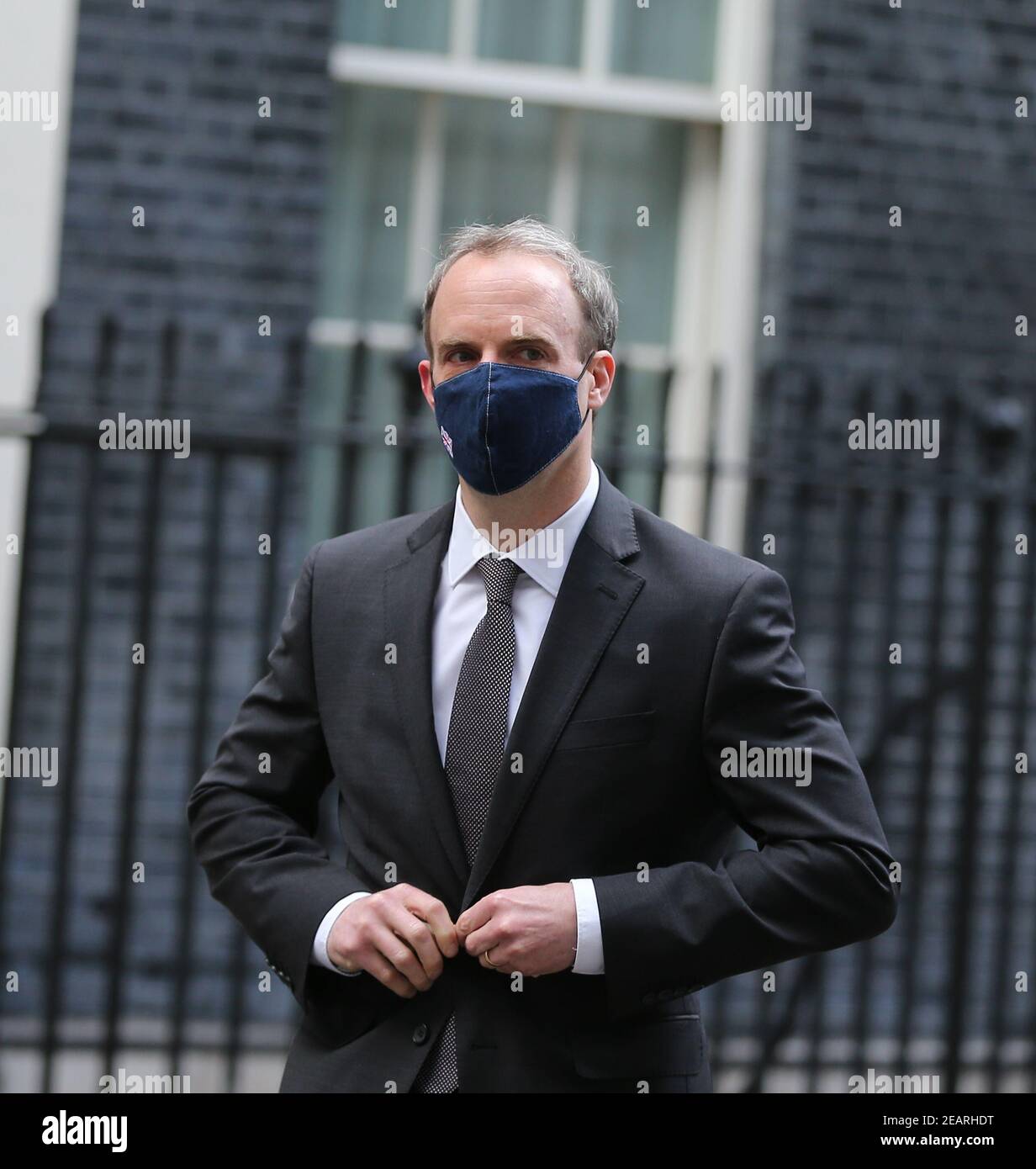 Londres, Angleterre, Royaume-Uni. 10 février 2021. DOMINIC RAAB, secrétaire d'État britannique aux Affaires étrangères et premier secrétaire d'État, est vu à Downing Street. Credit: Tayfun Salci/ZUMA Wire/Alay Live News Banque D'Images