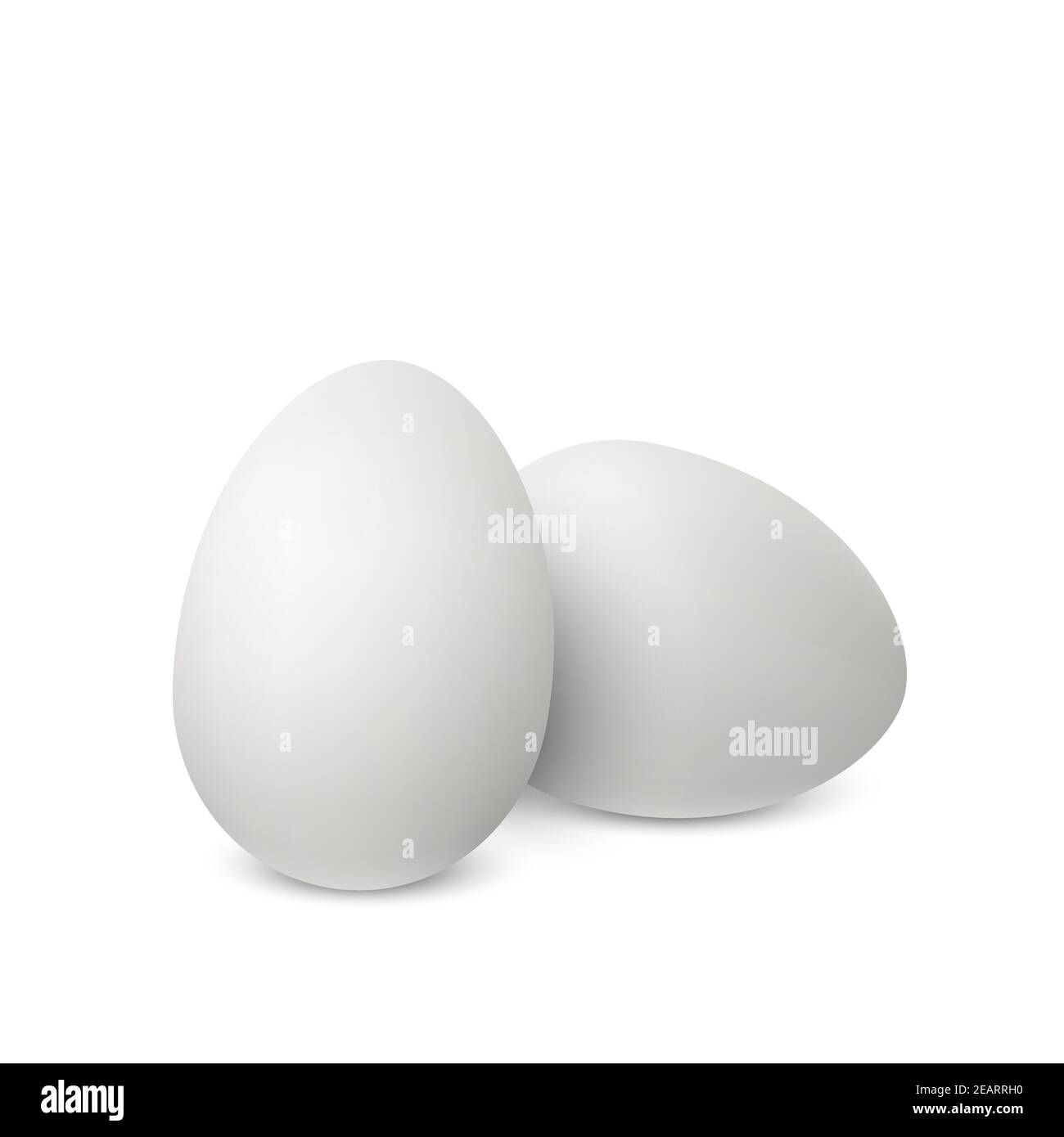 Oeufs réalistes blancs vectoriels. Deux œufs de poulet isolés avec des ombres douces sur fond blanc. Illustration 3D Illustration de Vecteur