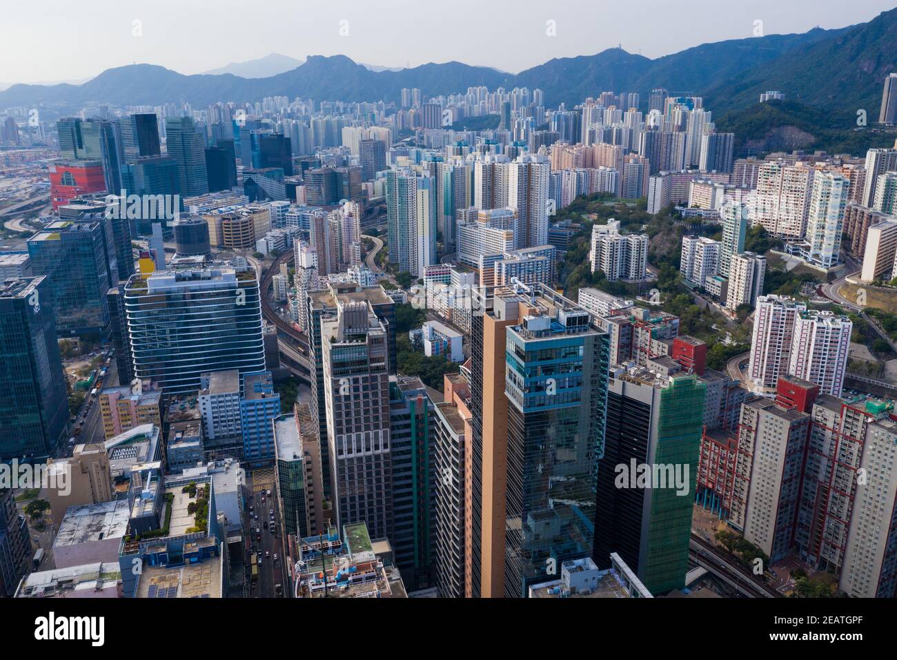 Kwun Tong, Hong Kong 13 April 2020: Aerial view of Hong Kong city Photo  Stock - Alamy